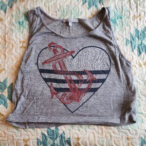 Charlotte Russe XS Heart and Anchor Crop Top